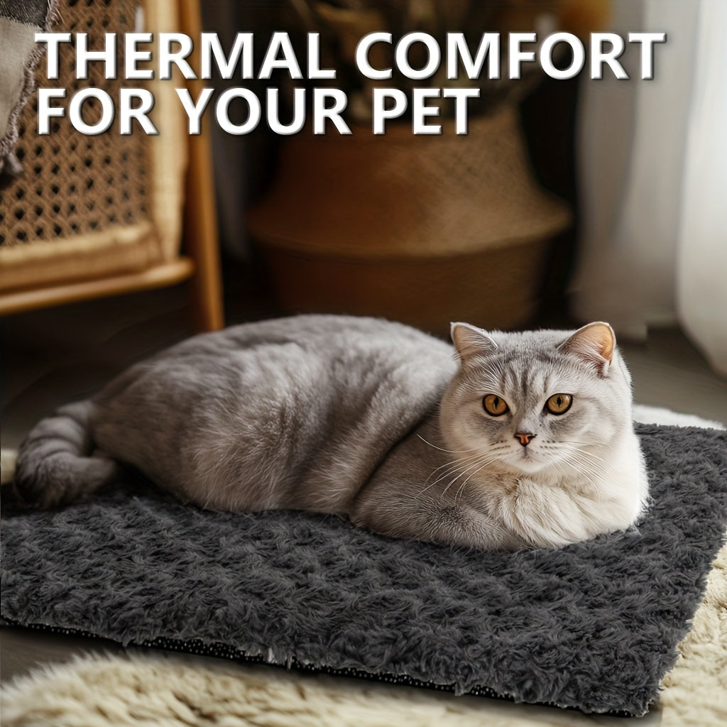 Heat-Retaining Pet Mat for Cats and Dogs, Removable Washable Non-Slip Resting Pad for Indoor Outdoor Use, Dark Gray in Small or Large