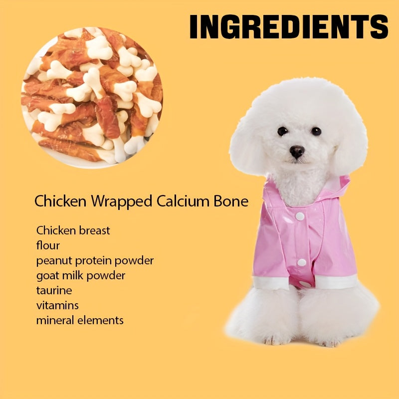 Meat Wrapped Dog Biscuits, Chicken or Duck Bone-Shaped Chew Treats with Hard Biscuit Core, Two-Pack Options for Supervised Everyday Snack Time
