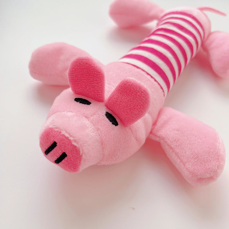 Squeaky Dog Toys with Striped Plush Design, 3 Pack 7.5 Inch Soft Stuffed Animal Toys in Assorted Colors for Small and Medium Dogs, Supervised Gentle Play
