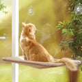 Cat Window Hammock Bed, 21.65 x 15.7 Inch Khaki Suction Cup Perch with Canvas Platform and PVC Frame for Indoor Cat Naps and Birdwatching