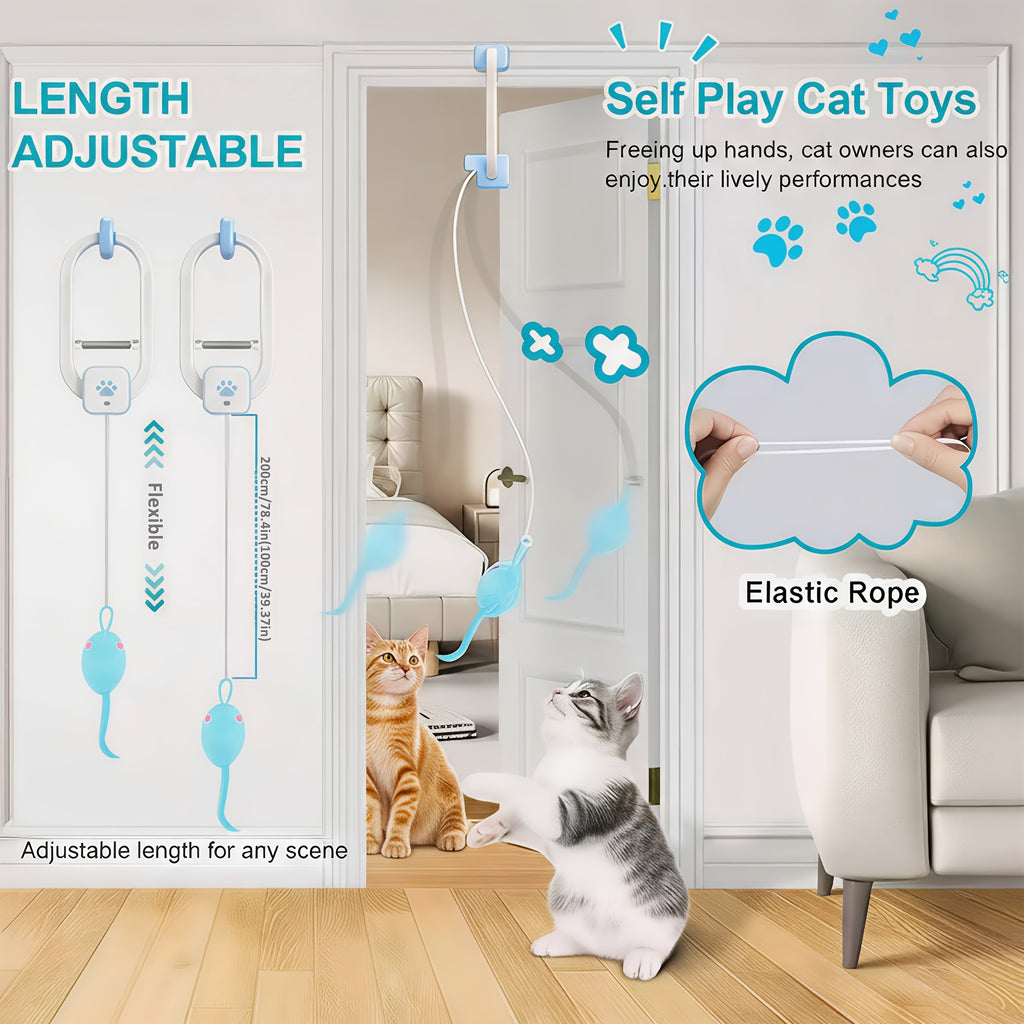 Flying Bird Cat Toy with Remote Control, Blue Electric Interactive Bird for Indoor Cats and Kittens, Hanging Motion for Supervised Play