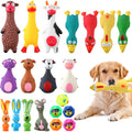Squeaky Dog Toys 20 Pack, Soft Latex Assorted Animal and Ball Toy Set for Supervised Puppy Play, Interactive Fetch and Dog Lover Gifts