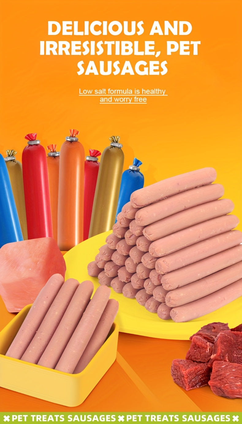 Dog Sausage Treats 32 Pack, Individually Wrapped Chewy Snack Sticks for Supervised Training Rewards, Everyday Treat Time and Holiday Dog Gifts
