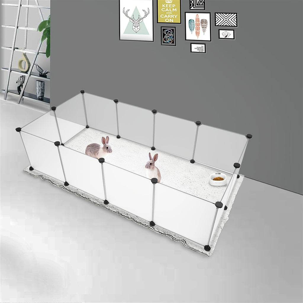 Plastic Pet Playpen with 12 Modular Panels, Portable DIY Indoor Fence for Small Animals and Puppies, Connectors and Assembly Mallet Included