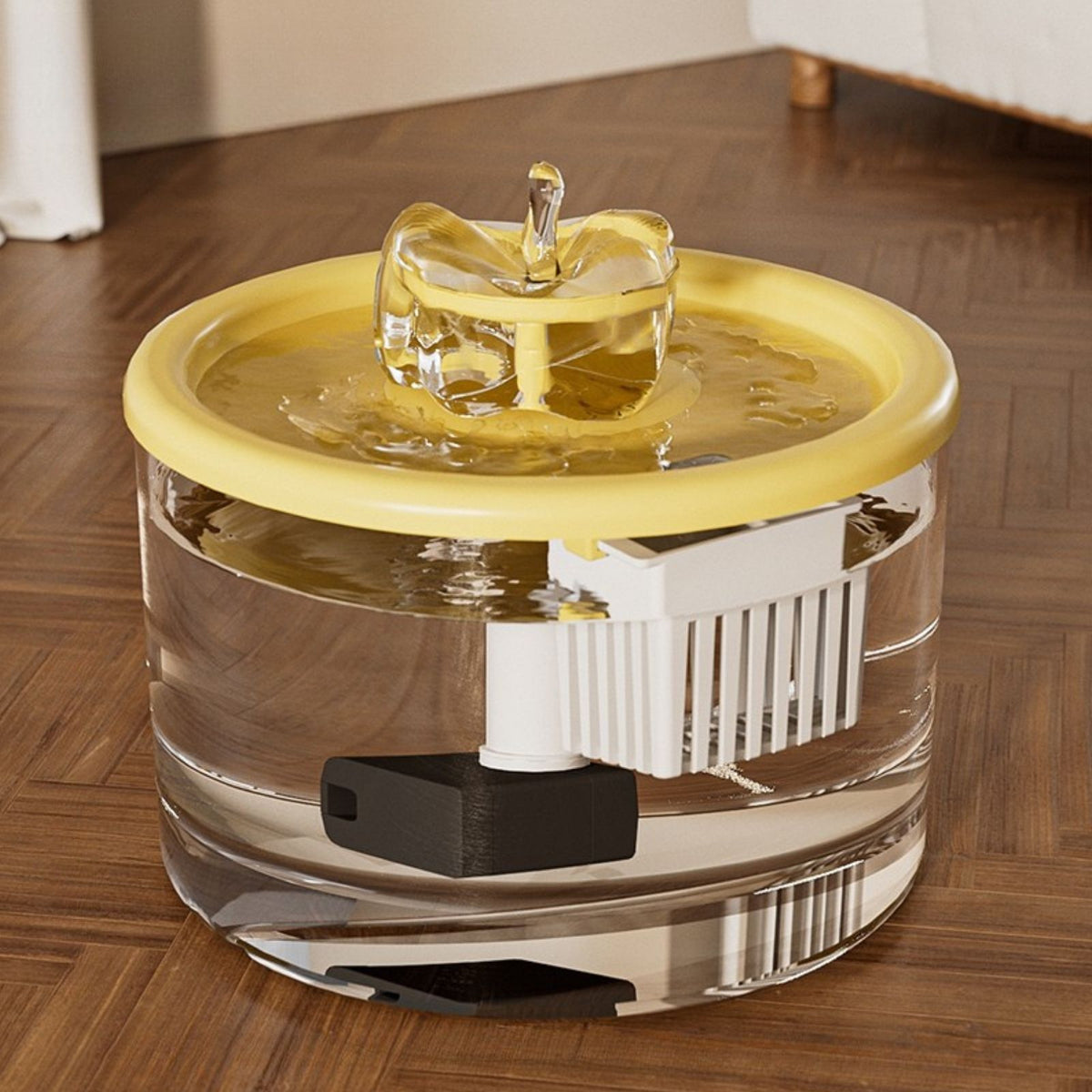 1.5L Cat Water Fountain with Filter Pad, Quiet USB Powered Automatic Pet Drinking Dispenser with Clear Reservoir for Cats and Small Dogs