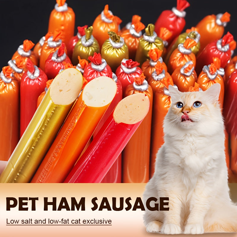 Cat Sausage Treats, Soft Snack Sticks in 16 or 32 Count Packs for Training Rewards and Bonding, Plus Chicken Duck Beef Fish Mixed Flavor Option