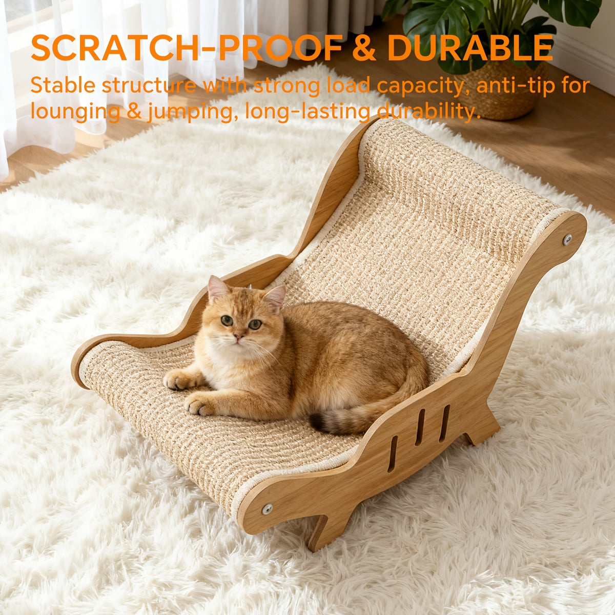 Cat Scratching Chair with Sisal Rope, Durable Cat Lounge Sofa for Indoor Scratching and Resting, Sturdy Everyday Pet Furniture