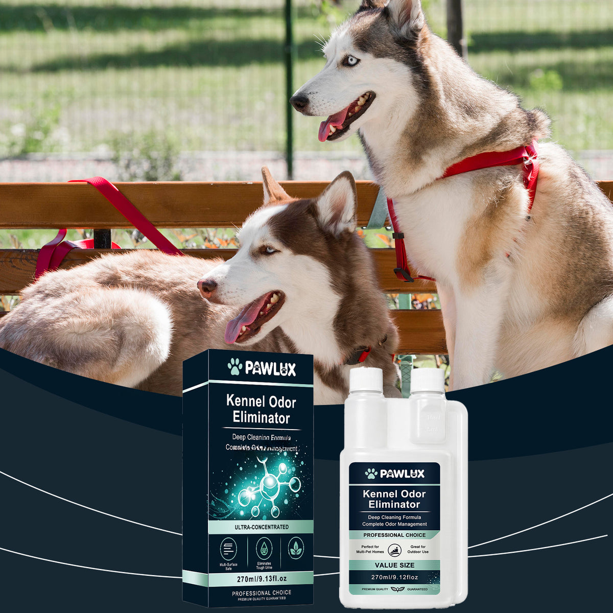 Dog Kennel Deodorizer 270ml for Dog and Cat Areas, Non-Enzymatic Pet Odor Removal Formula for Household Spaces and Kennel Cleaning Routines