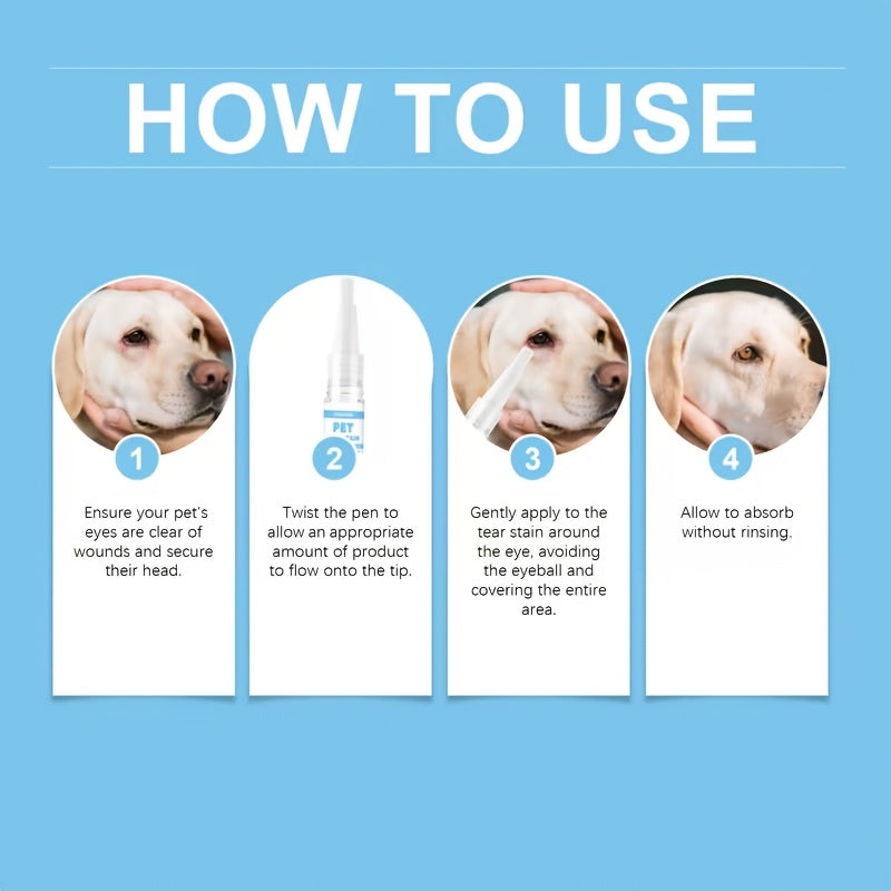 Tear Stain Remover Pen for Dogs and Cats, 2 Pack Rinse-Free Fur Cleaner for White Coats, Targeted Tear Mark Grooming and Daily Pet Care