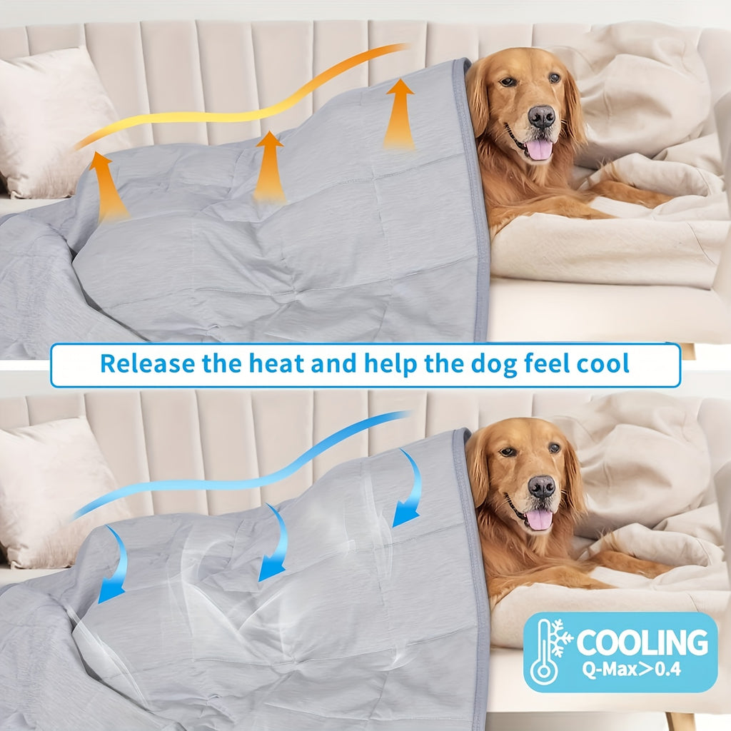 Dog Cooling Blanket for Large Dogs, Washable Cool-to-Touch Lightweight Pet Mat and Bed Cover in Gray, 41 x 62 or 43 x 55 Inches