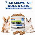 Pet Skin Care Chews for Dogs and Cats, NutriTail 200g Skin Chews with 130-Count Labeling, Probiotic and Quiet Moment Options for Daily Care