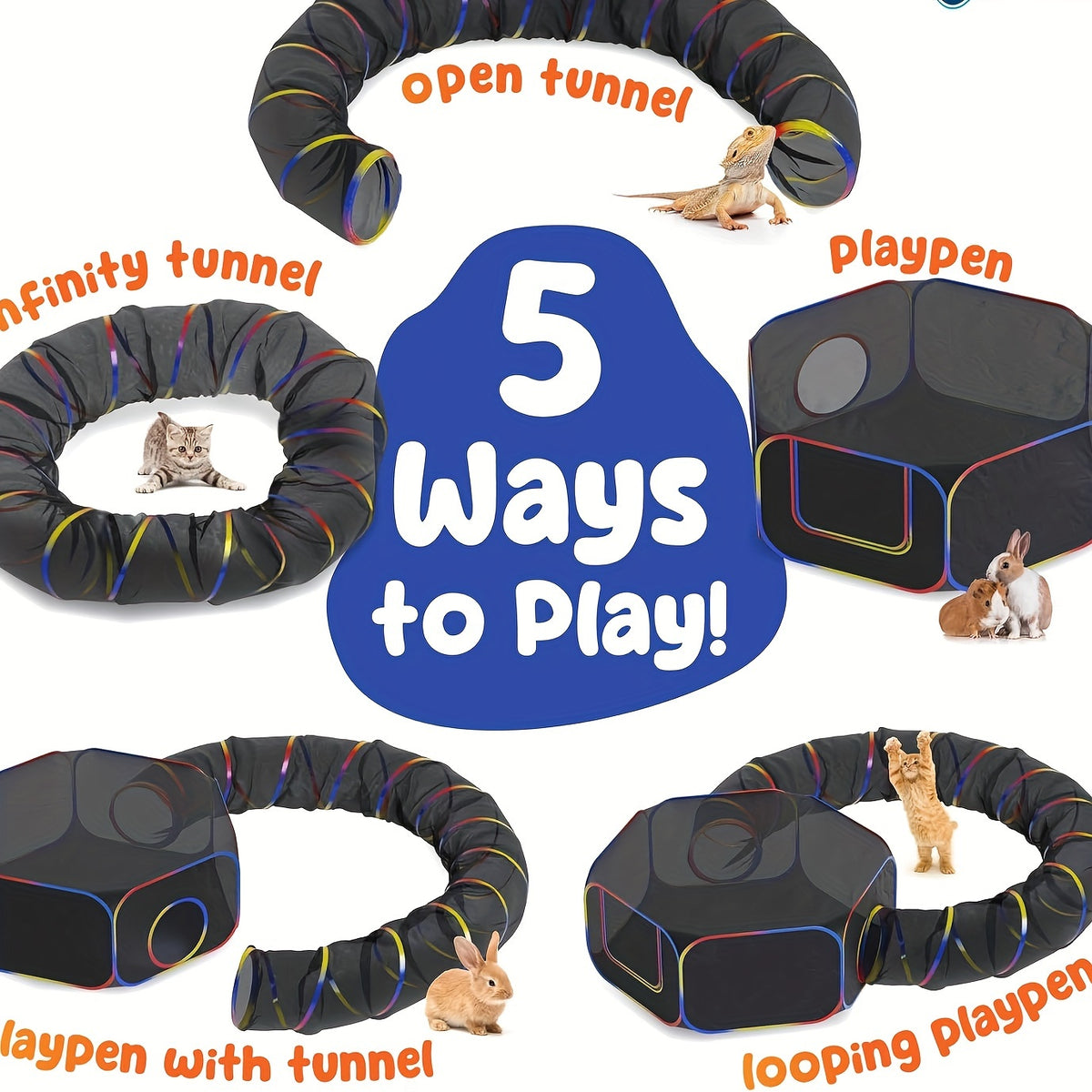 Cat Playpen with Tunnel, Portable Outdoor Cat Enclosure and Catio Tent for Indoor Cats, Supervised Backyard Play and Daily Exploration