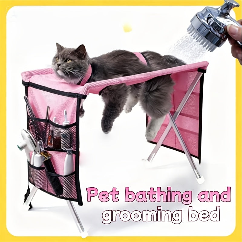 Pet Grooming Table with Detachable Care Bed, Folding Support for Cats and Small Dogs, At-Home Coat Trimming Station in Black, Khaki or Blue