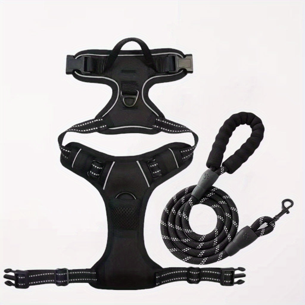 Breathable Dog Harness and Leash Set with Poop Bag Dispenser, Soft Walking Vest for Medium to Large Dogs, Red and Black Options in M, L and XL