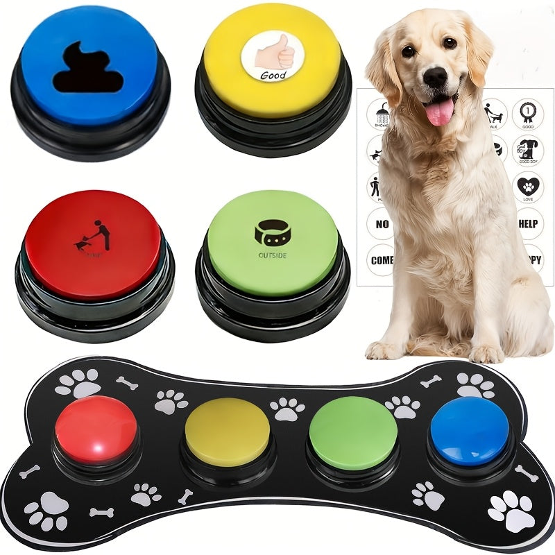 Dog Communication Buttons with Easy-Clean Training Mat for Supervised Talking Button Practice, Model 001 or 002, Batteries Not Included
