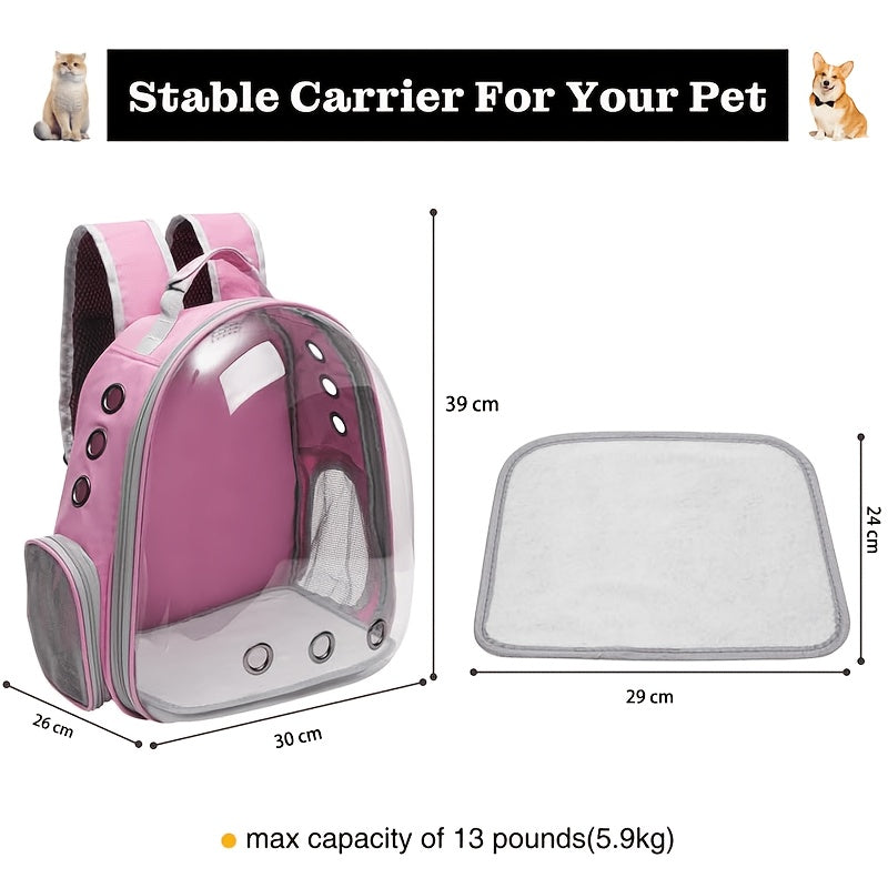 Transparent Capsule Cat Backpack, Breathable Portable Pet Carrier for Everyday Outings and Vet Visits, One-Size Pink and Black Style Options