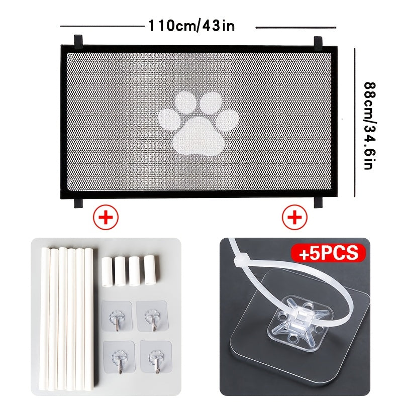 Dog Mesh Gate for Room Separation, Portable Folding Pet Barrier Net with 43.31 Inch Small and 70.87 Inch Large Length Options or Model M Set