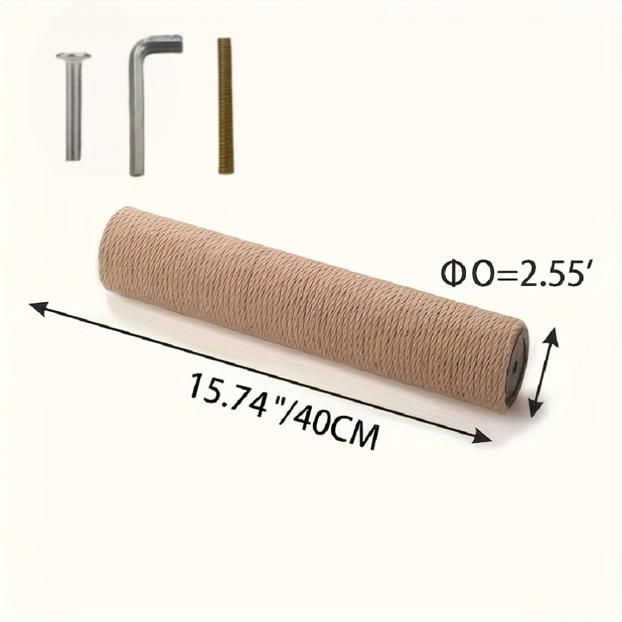 Vertical Sisal Cat Scratching Post with Solid Wood Climbing Frame, Space-Saving Indoor Cat Furniture for Scratching and Everyday Play