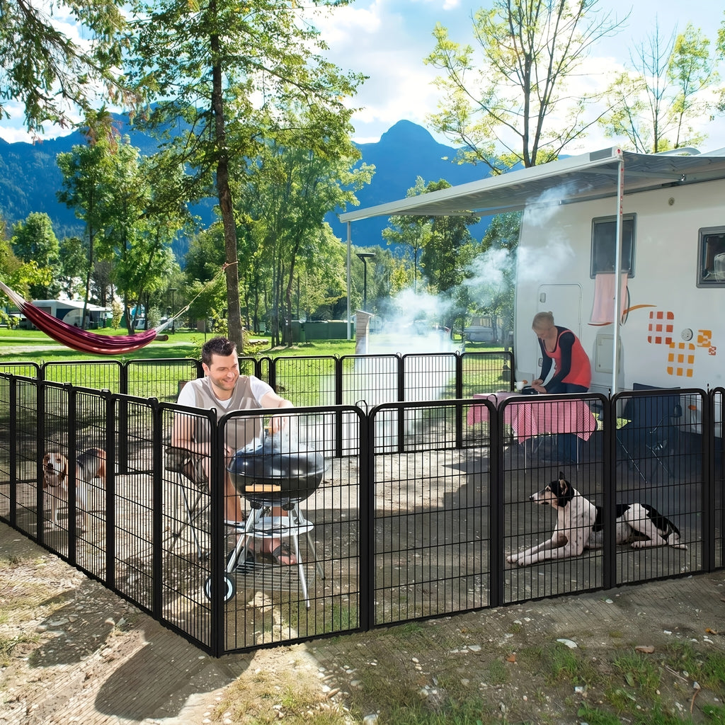 Dog Playpen 8 or 16 Panels, Portable Indoor Outdoor Pet Exercise Pen for Supervised Puppy Play, Backyard Gardens and RV Camping Trips