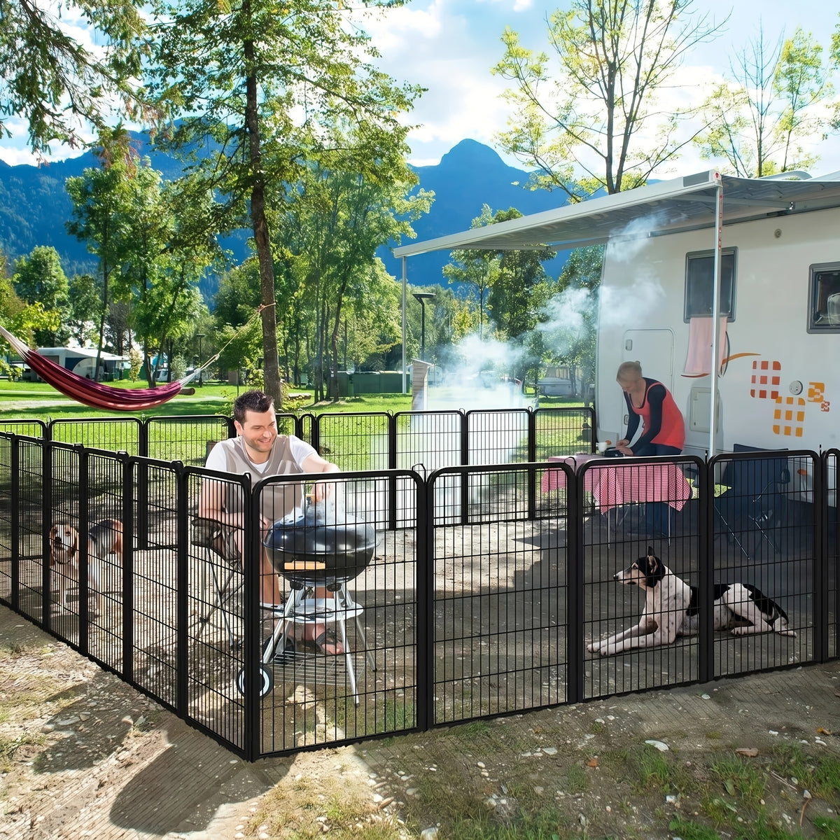 Dog Playpen 8 or 16 Panels, Portable Indoor Outdoor Pet Exercise Pen for Supervised Puppy Play, Backyard Gardens and RV Camping Trips
