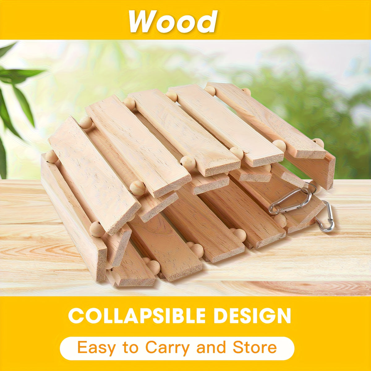 Chicken Ladder Swing and Perch Toy, Natural Wooden Coop Accessory for Hens, Roosters and Chicks, Backyard Poultry Climbing and Perching