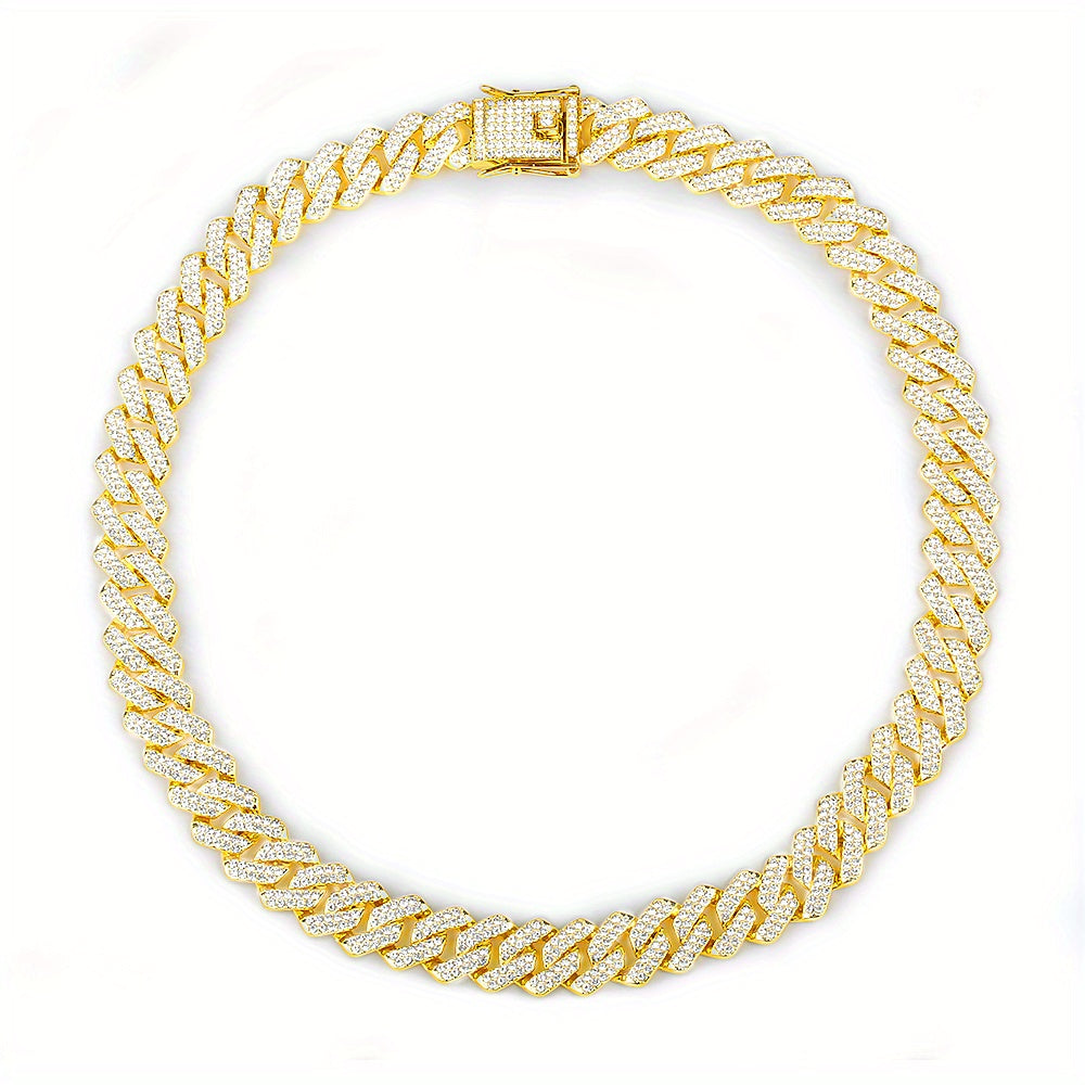 Rhinestone Dog Cuban Link Collar, 14mm Wide Decorative Pet Chain Necklace in Gold, Silver or Rose Gold Color for Photos, Parties and Gifts