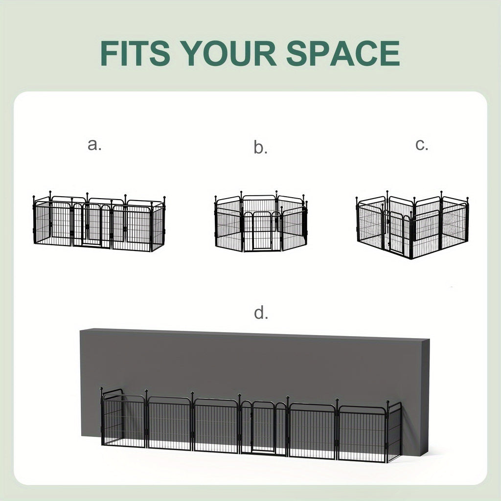 Dog Playpen with Gravity Lock Gate, 8-Panel Foldable Indoor Outdoor Pet Fence in 24 or 32 Inch Options for Small and Medium Dogs