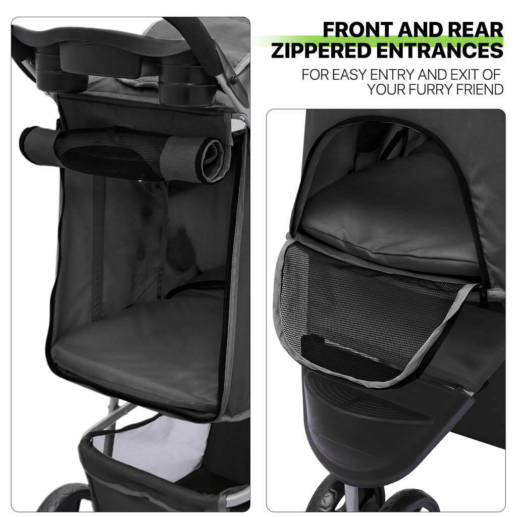 Pet Stroller with Storage Basket and Cup Holder, Magshion Three-Wheel Foldable Pushchair for Small and Medium Dogs and Cats, 14 Color and Pattern Options