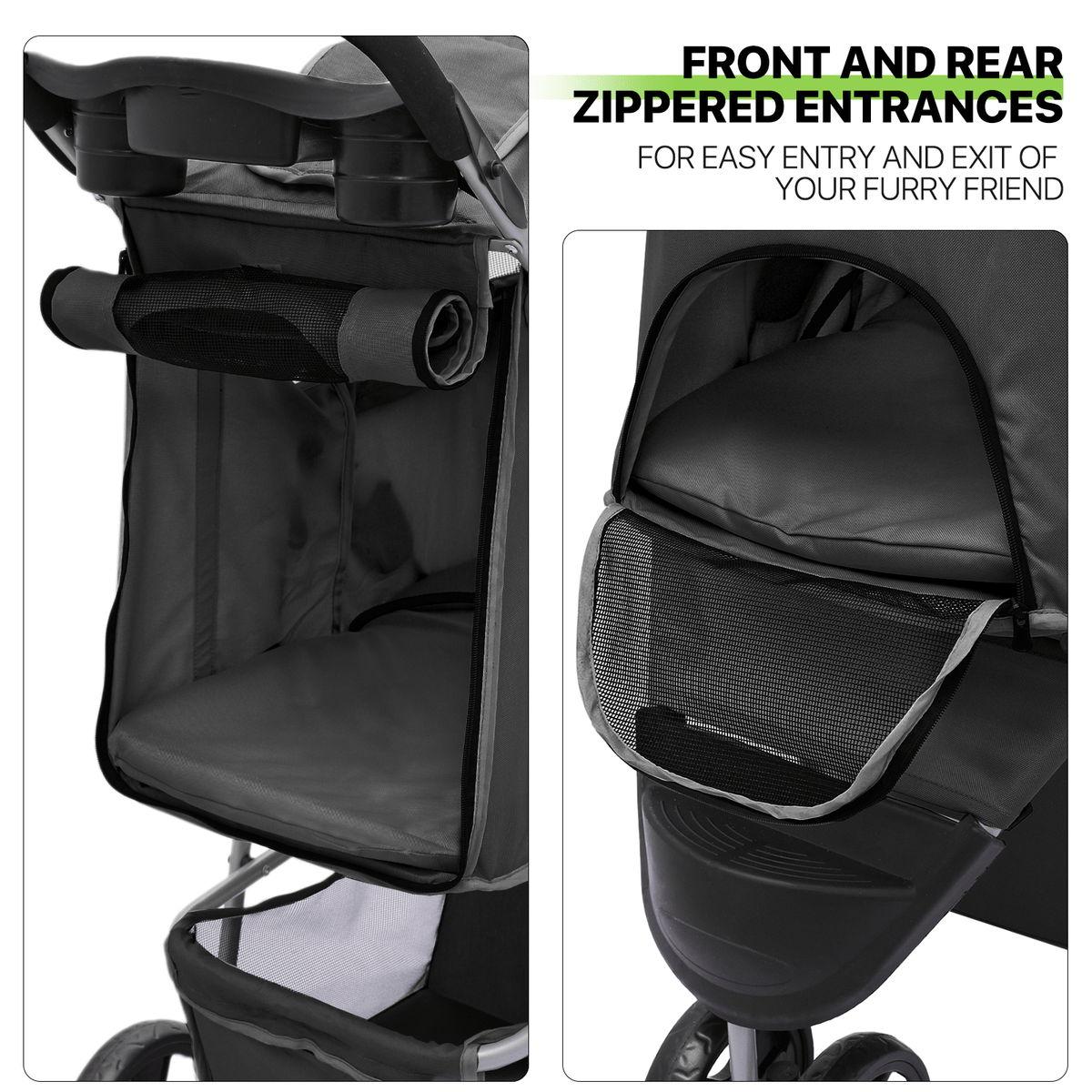 Pet Stroller with Storage Basket and Cup Holder, Magshion Three-Wheel Foldable Pushchair for Small and Medium Dogs and Cats, 14 Color and Pattern Options