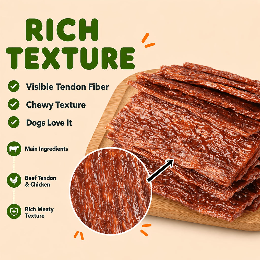 Beef Strips for Dogs 100g Beef Tendon Slices, Canine Snack Treats for Supervised Reward Time, Home Training Practice and Everyday Bonding