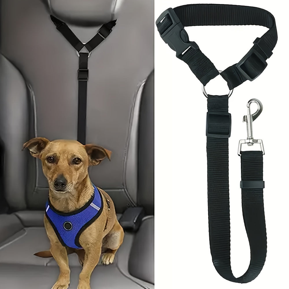 Dog Car Seat Belt Tether with Buckle Attachment, Black Pet Travel Leash for Vehicle Rides, Buckle Attachment Pro Option for Dog Owners