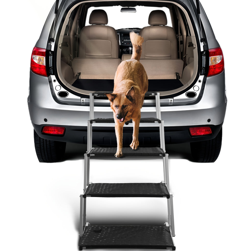 Dog Stairs for Cars, 6-Step Folding Non-Slip Pet Ladder for Large Dogs up to 200 lbs, Portable Vehicle Steps for SUVs and Trucks