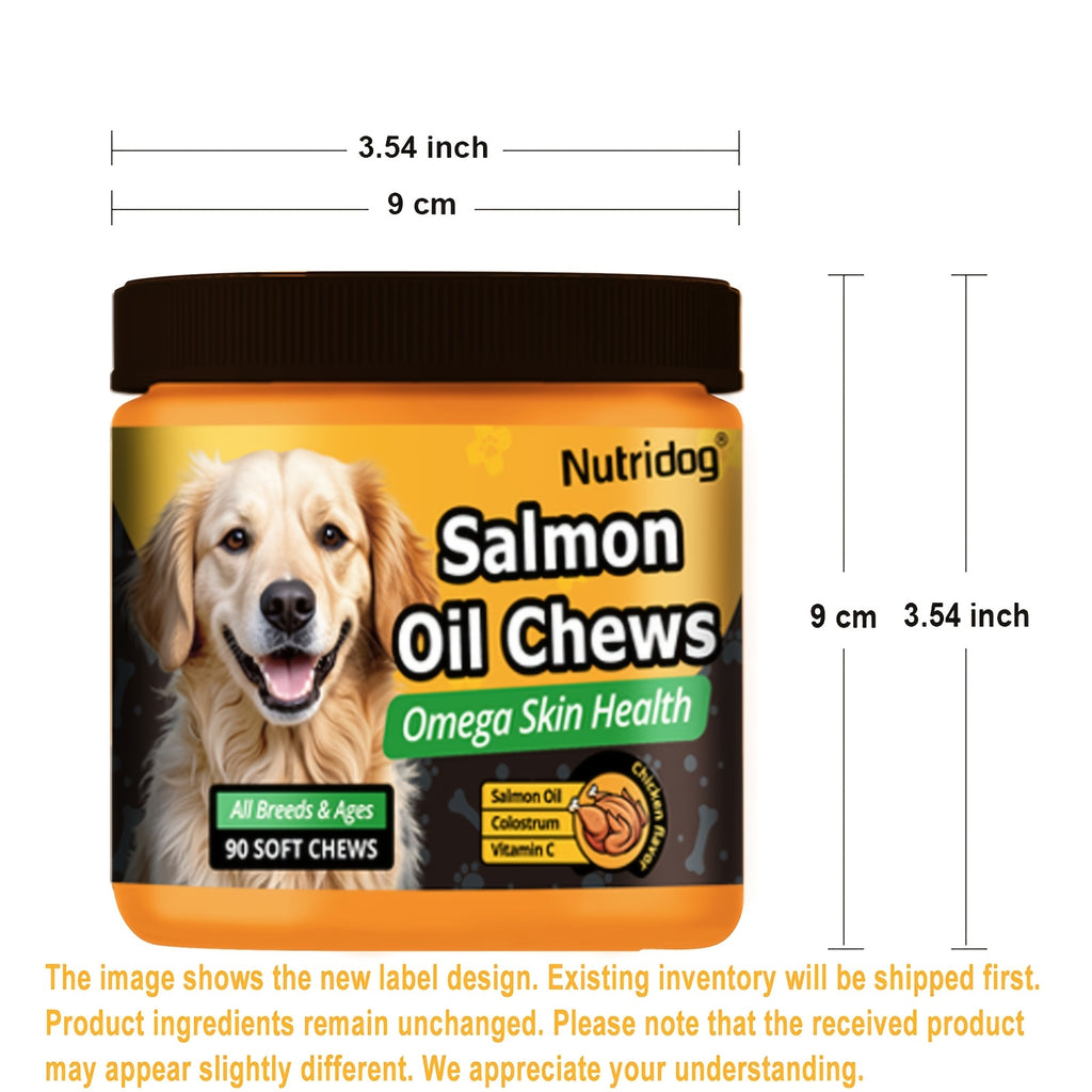 Dog Supplement Soft Chews with Probiotics & Salmon Oil, Chicken Flavor Multivitamin Nutritional Chews in 90 or 270 Count Options