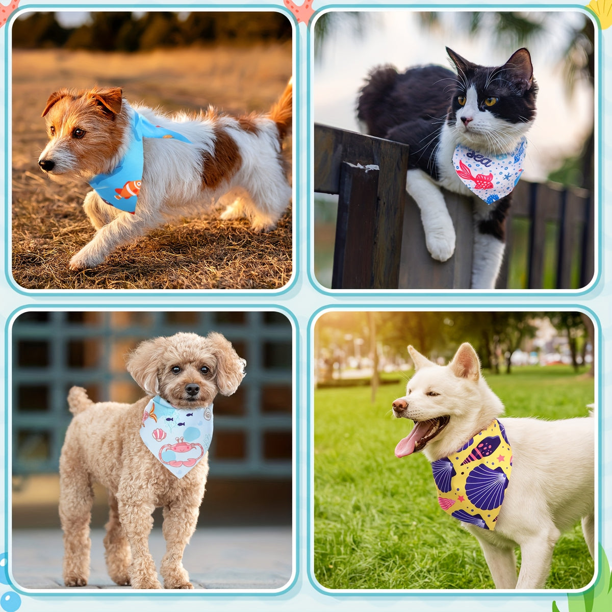 Hawaiian Dog Bandanas 100-Pack, Washable Adjustable Pet Scarves for Beach Outings, Luau Parties, Summer Photos and Dog Grooming Finishes