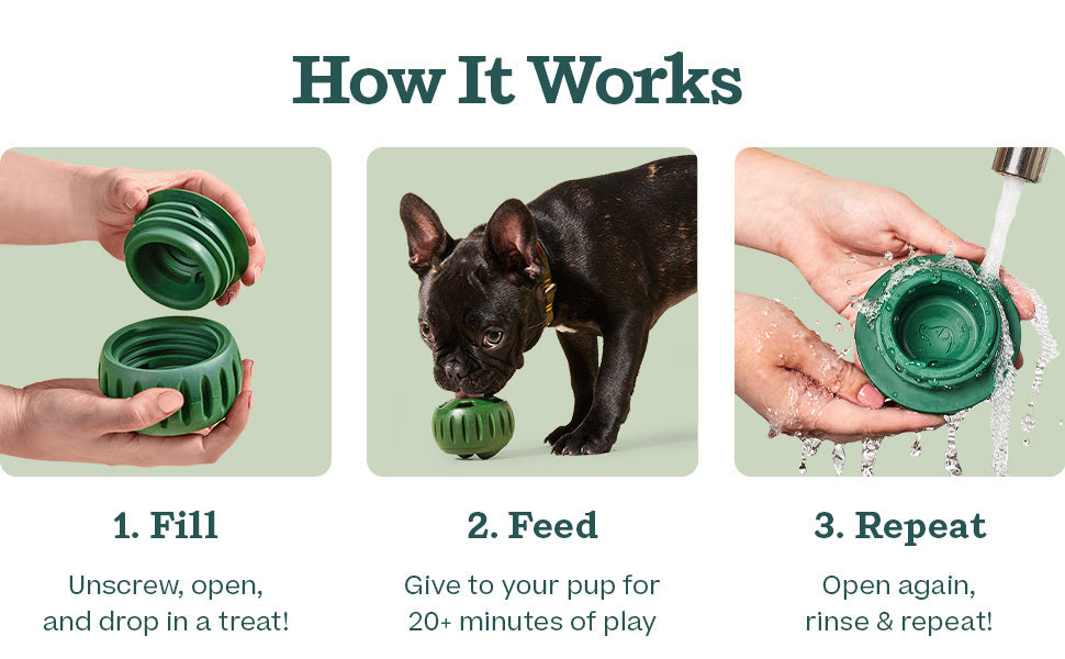 Dog Treat Ball and Tray Mold Set, 2-Piece Battery-Free Interactive Chew Toy Kit for Supervised Enrichment, Orange or Green Ball Options