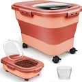 Foldable Dog Food Storage Container with Wheels, Airtight Pet Kibble Bin with Measuring Cup and Scoop, 5-30 lb Capacity for Dogs and Cats