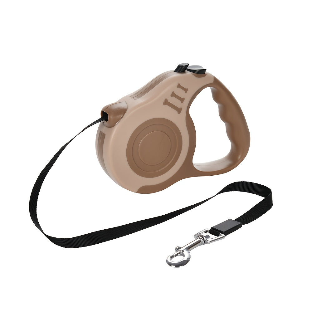 10ft Retractable Dog Leash with Ergonomic Handle, Nylon Walking Lead with Colorful Bone Design and 4 Bells for Small and Medium Dogs
