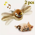 Flapping Sparrow Cat Toy 2-Pack with Chirping Sounds and Touch-Activated Motion, Soft Bird Toys for Supervised Kitten and Indoor Cat Play