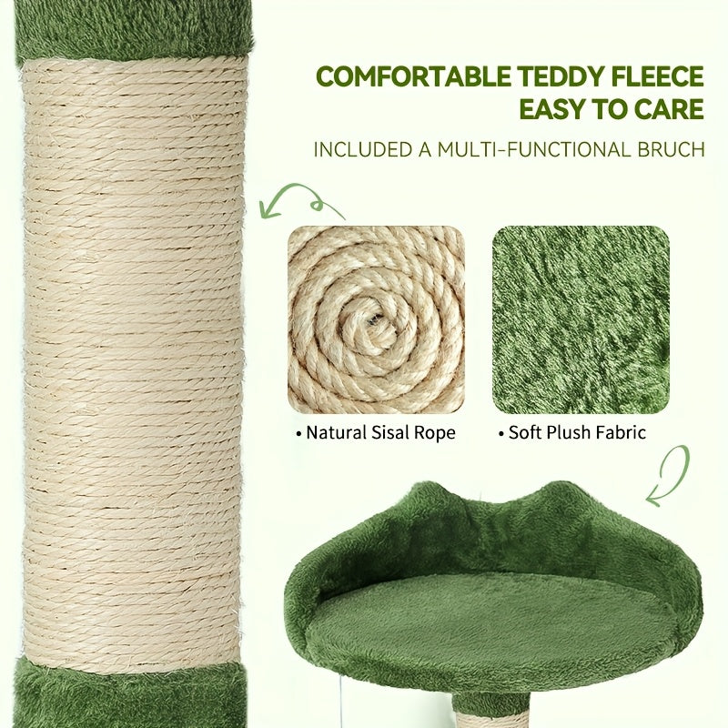 Nature Inspired Cat Tree with Plush Perch, Indoor Cat Tower with Scratching Surfaces, Condo Hideaway and Dangling Ball for Climbing, Play and Rest