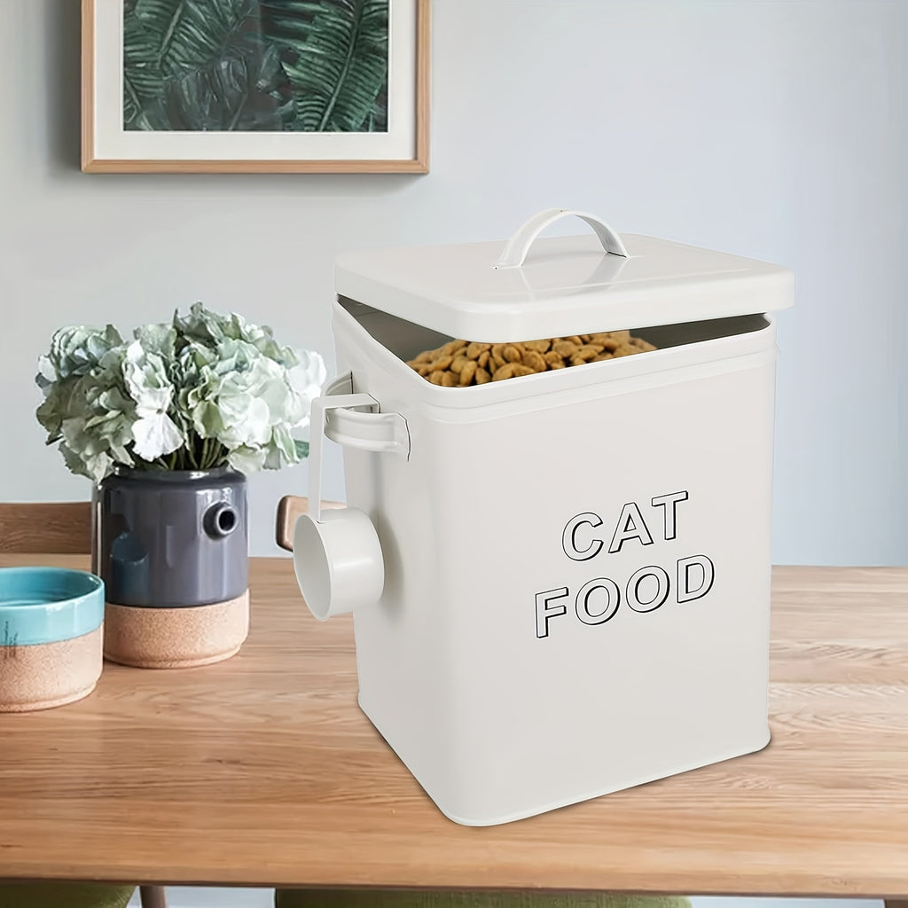Pet Food Storage Canister Set, Airtight Carbon Steel Containers with Lids and Measuring Scoop for Dog and Cat Dry Food, Treats and Pantry Organization