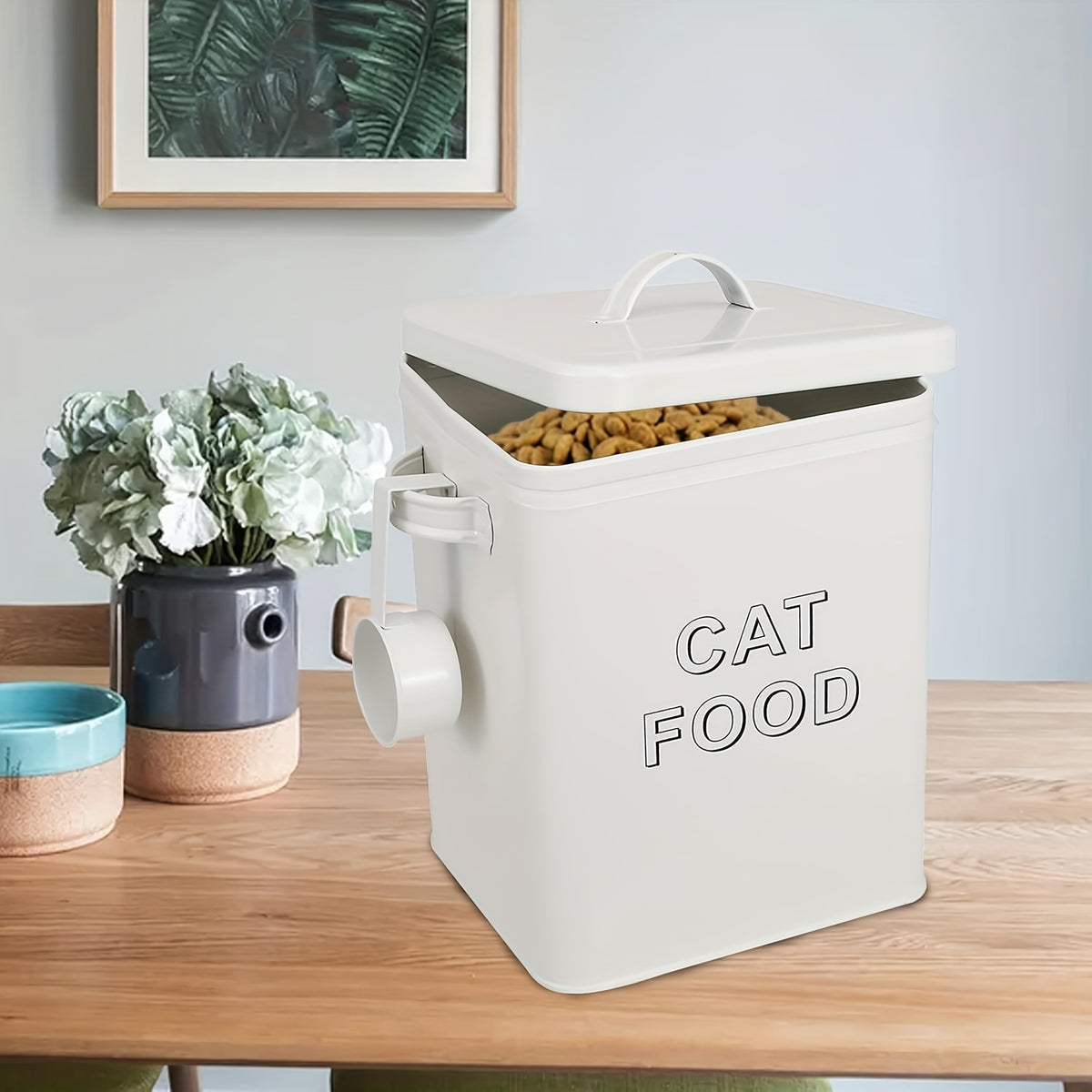 Pet Food Storage Canister Set, Airtight Carbon Steel Containers with Lids and Measuring Scoop for Dog and Cat Dry Food, Treats and Pantry Organization