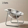 Stainless Steel Cat Ear Bowls with 15 Degree Tilted Elevated Stands, 2 Sets of Raised Pet Dishes for Everyday Food and Water