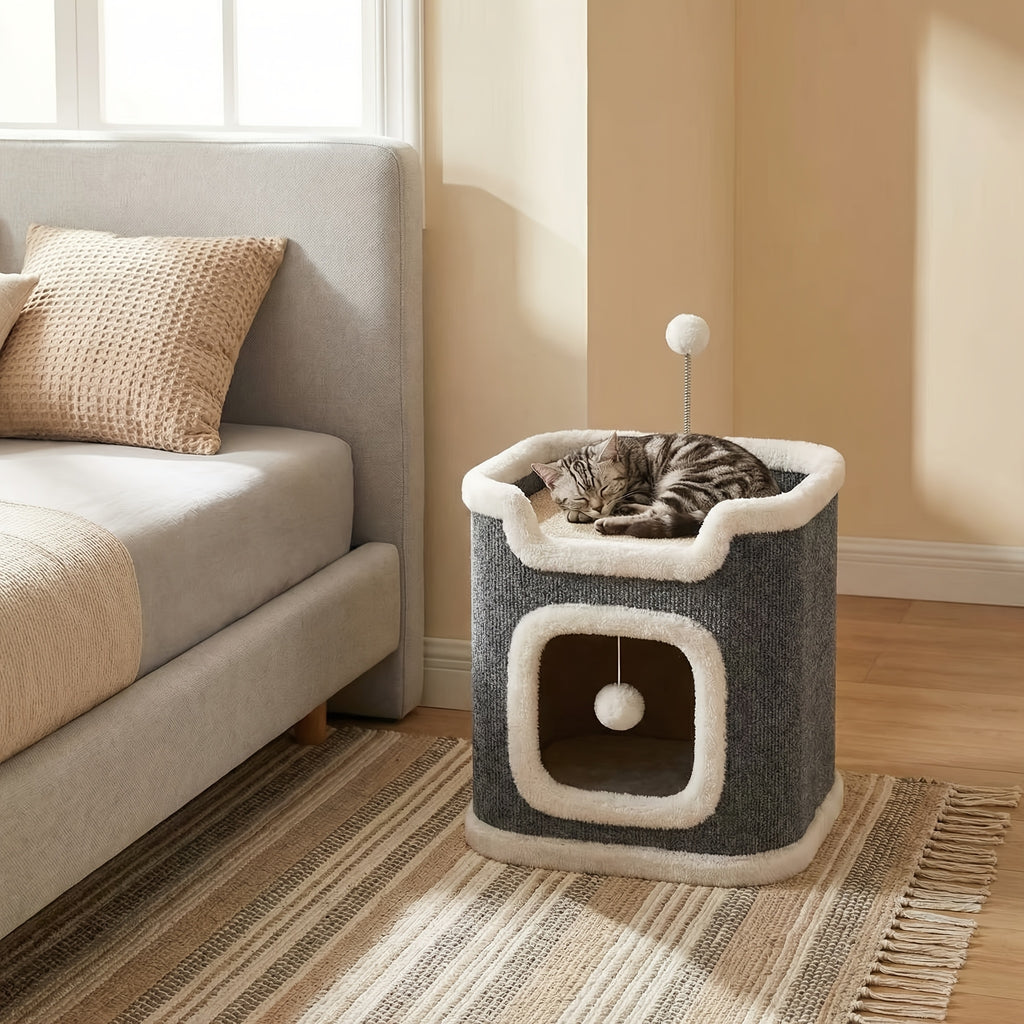 Small Cat Tree with Sisal Scratching Post and Cozy Condo Nest, Multi-Tier Indoor Cat Tower in 23 or 23.62 Inch Options for Kittens and Cats