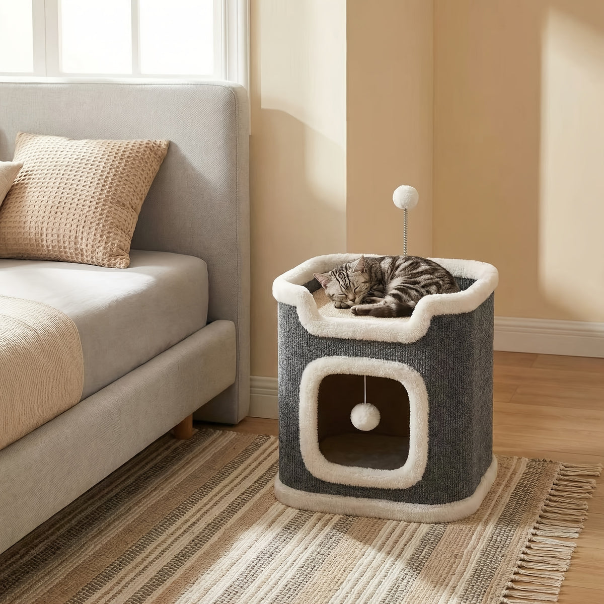 Small Cat Tree with Sisal Scratching Post and Cozy Condo Nest, Multi-Tier Indoor Cat Tower in 23 or 23.62 Inch Options for Kittens and Cats