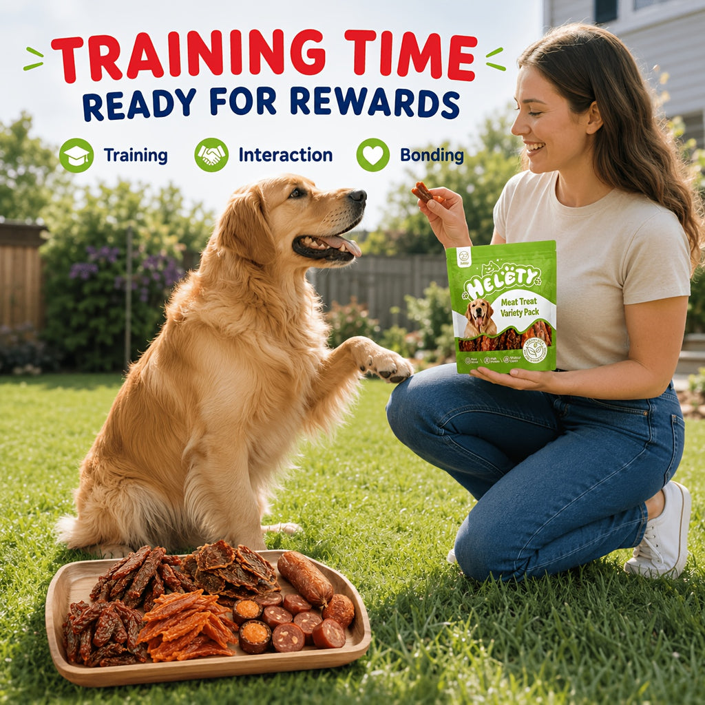 Dog Jerky Snack Selection with Chicken, Duck Meat and Trial Pack Options for Supervised Training Rewards, Everyday Treat Breaks and Dog Lover Gift Baskets