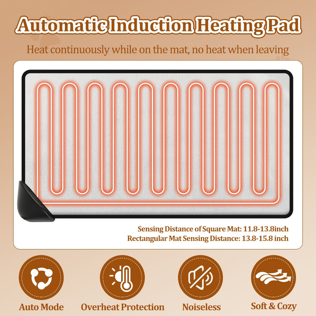 Automatic Pet Heating Pad for Dogs and Cats, 10-Second Rapid Warm-Up, Selectable Heating Time, Manual and Automatic Modes in Small and Large