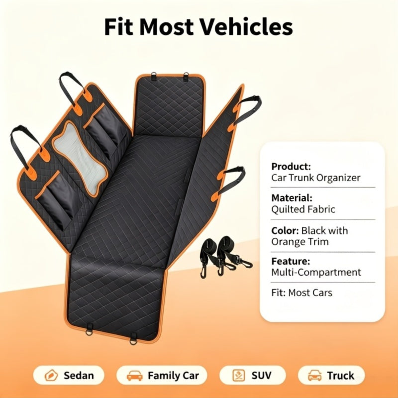 SUV Dog Car Seat Cover with Side Flaps, Non-Slip Pet Travel Hammock in Black or Blue for Seat Protection on Everyday Drives and Road Trips