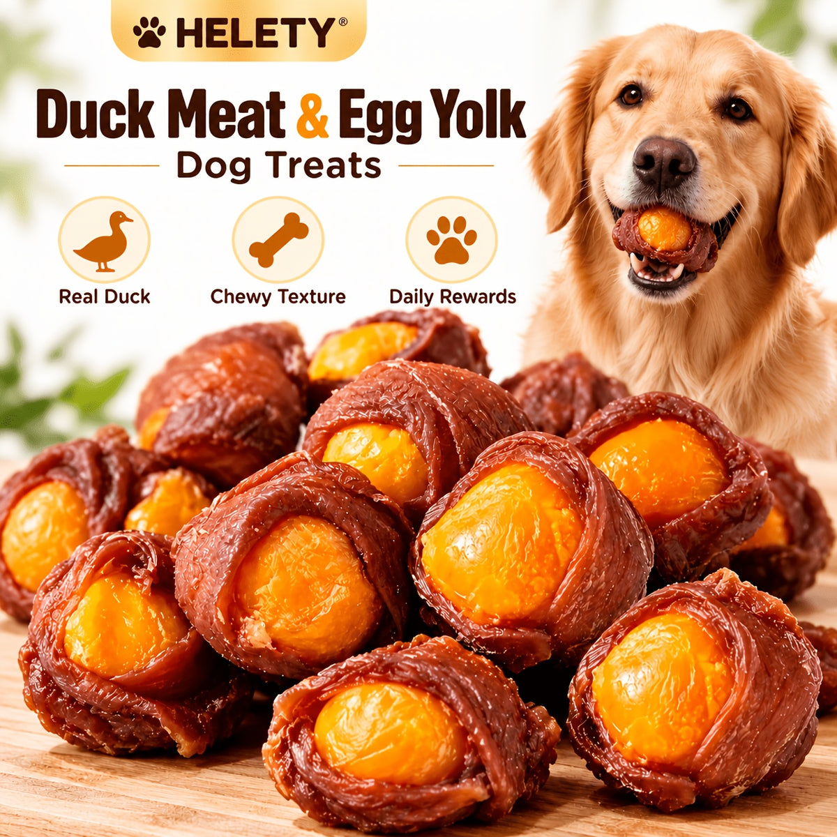 Egg Yolk Wrapped Dog Treats with Chicken or Duck Options, 3.5oz or Piece-Count Packs for Supervised Training Rewards and Everyday Snack Time