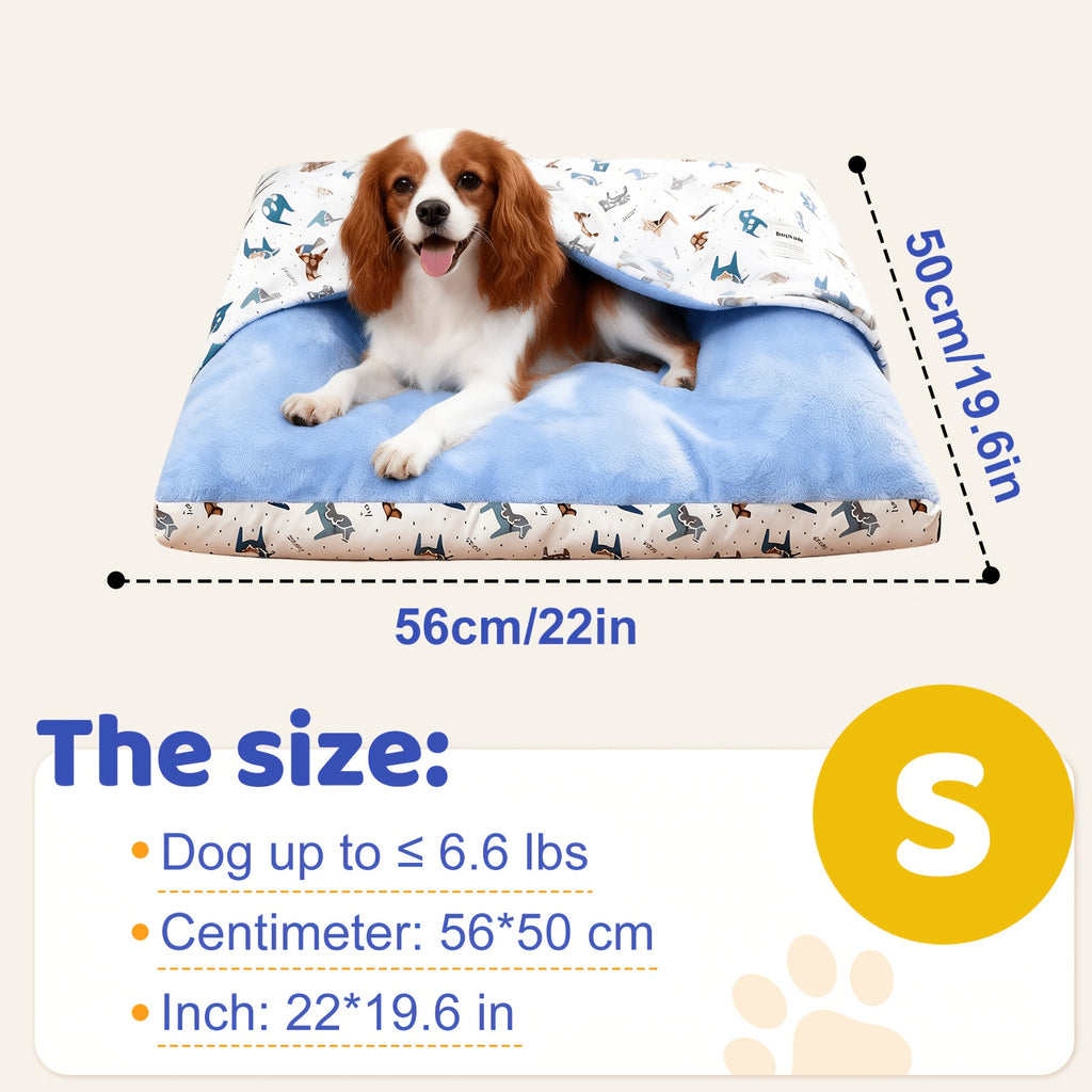 Hooded Dog Bed with Removable Washable Cover, Plush Sleeping Bag Pet Sofa for Dogs and Cats, Cozy Thickened Cushion in S to XL Sizes