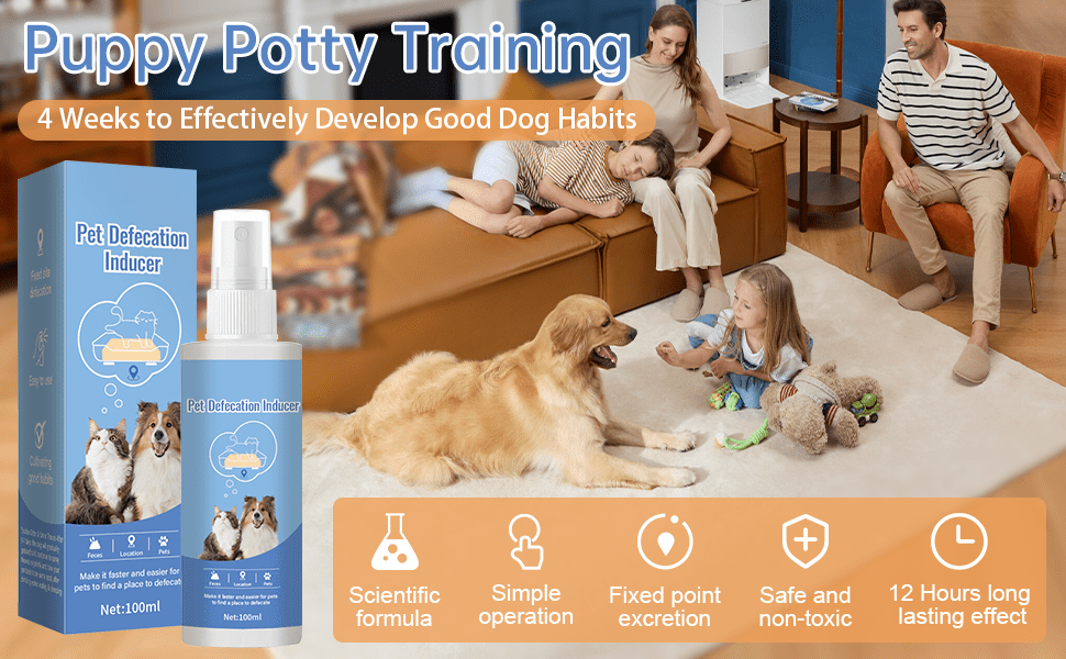 Puppy and Kitten Potty Training Spray, Indoor Pet House Training Aid in Spray Bottles for Consistent Toilet Routines, 2 or 4 Piece Pack Options
